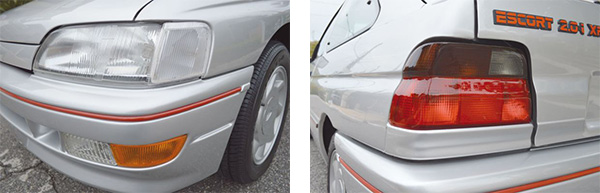 Na segunda geração, os faróis de milha do XR3 foram deslocados para a extremidade do para-choque / As lanternas passaram a ter formato de trapézio e a lente fumê era o diferencial do XR3